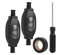 Interrupteur Intermédiaire Etanche, 2 Pcs Interrupteur Intermédiaires pour Lampes/Appareils, Interrupteur Intermédiaire pour Lampe avec Ruban Adhésif/Tournevis et Interrupteur à Cordon en Ligne (Noir)