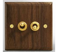 Interrupteur, interrupteur à bascule levier, mural en laiton antique, léger fait main bois massif de type 86(2 Gang)