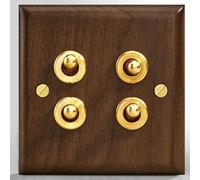 Interrupteur, interrupteur à bascule levier, mural en laiton antique, léger fait main bois massif de type 86(4 Gang)