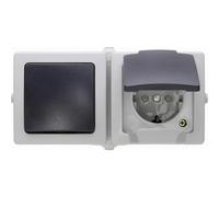 Interrupteur, Interrupteur va-et-vient, Prise 2P+T avec clapet Kopp 138656001