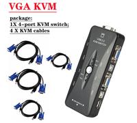 interrupteur Kvm USB 2.0 VGA,4 ports,séparateur d'imprimante,clavier,souris,Pendrive,commutateur de partage,adaptateur de boîte de commutation VGA 1920x1440 - Type 4 KVM lines