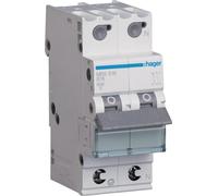 Interrupteur LS 1P+N 6kA B-16A Quick Connect 2 modules Hager MBS516