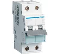 Interrupteur LS 1P+N 6kA caractéristique C 10A 2 modules Hager MCN510