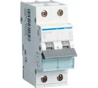 Interrupteur LS 1P+N 6kA caractéristique C 6A 2 modules Hager MCN506