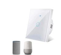 Interrupteur Lumière Intelligent WiFi Tuya, Commutateur Tactile Mural, Compatible avec Alexa Google Assistant, Contrôle à Distance via App, Programmation Horaire, Panneau en Verre,Nécessite Fil Neutre
