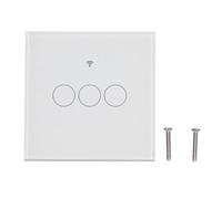 Interrupteur Lumineux 3-Gang 100-240V 50HZ / 60HZ, Commande Tactile à Distance - Verre Trempé Antirayures, Contrôle Vocal et Application Intelligente, Compatible Maison Connectée (Blanche)