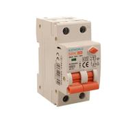 Interrupteur magnétothermique différentiel double levier 30 mA 20 A C20 230 V, RCBO Type AC Courbe C, 1P+N 6 kA 30 mA, 2 modules DIN