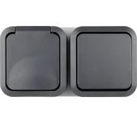 REV AquaStorm 0004970400 Prise murale avec interrupteur A/W, IP55, montage horizontal, anthracite