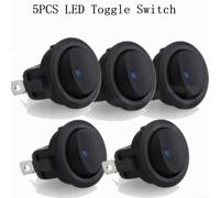 Interrupteur Marche/Arrêt Métallique 12V pour Voiture | LED bleue intégrée, étanche IP67, montage trou 19mm, 20A 12V DC, design rond métallique