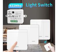 Interrupteur marche/arrêt sans fil RF433, Module télécommande, interrupteur mural 1/2/3 gangs pour ampoule lustre 10A 110V 220V 1 Receiver 1 Switch