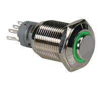 Interrupteur métallique rond haut spdt 1no 1nc - anneau vert