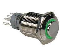 Interrupteur métallique rond haut spdt 1no 1nc anneau vert Vert G