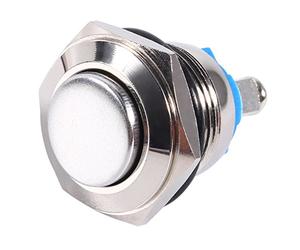 Interrupteur Momentané, Bouton de Klaxon de Voiture, Bouton-poussoir en Métal Momentané étanche de Voiture 2V 16mm ON OFF Interrupteur de Klaxon Argent, Boutons-poussoirs Momentanés