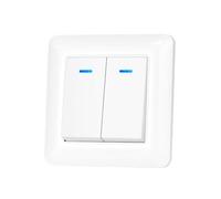 Interrupteur mural avec voyant LED 1/2 poteau, 2 canaux 16A 220V nouveau panneau PC ignifuge, interrupteur d'éclairage domestique 82mm * 82mm UE(White 2Gang2Way)