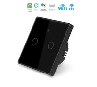 Interrupteur Mural Double Connecté WiFi Tactile Noir - Silumen Home - SILAMP