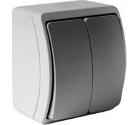Interrupteur mural Double interrupteur Interrupteur d'éclairage IP44 gris/anthracite 152-08 DV