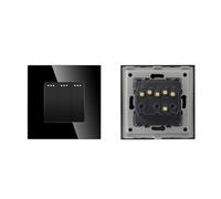 Interrupteur Mural Facile à Installer Interrupteur mural à bouton-poussoir simple en verre cristal, 1, 2, 3 ou 4 voies, 10 A(3G1W,Black)