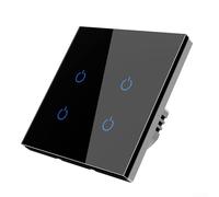 Interrupteur mural intelligent 1 gang, contrôle sans fil RF433, panneau en verre rétroéclairé, pas de WiFi nécessaire, pour éclairage de maison, bureau, garage (Touch 4 noir)