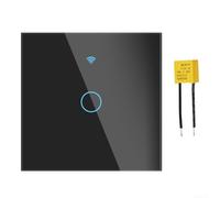 Interrupteur mural intelligent à 1 interrupteur pour application Tuya avec condensateur Wi-Fi 2,4 GHz RF433 pour lumières LED jusqu'à 600 W par canal (noir)