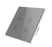 Interrupteur mural intelligent avec boutons rétroéclairés pour la maison et le bureau, couleur noire, configuration 1 gang, installation facile (Touch 4 gris)