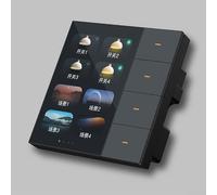 Interrupteur mural intelligent pour Tuya pour Zigbee - Panneau tactile de 8,9 cm pour rideau à 4 groupes et contrôle de scène 8 voies avec fonction de gradation hors ligne - Noir