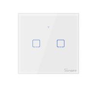 Interrupteur Mural Intelligent, SONOFF Interrupteur Connecté WiFi sans fil, Compatible avec Alexa, Google Home, Interrupteur Tactile Avec Contrôle à Distance et Fonction de Temps(2 Gang)