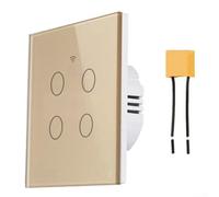 Interrupteur mural intelligent Tuya avec condensateur pour domotique Wi-Fi 2,4 GHz et fonction minuterie (doré)