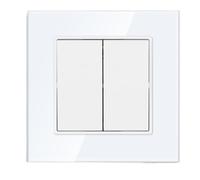 Interrupteur Mural, Interrupteur à Bouton-Poussoir for éclairage, 1/2 Voies, Commande, interrupteurs Standard AC 110 V-250 V, Marche/arrêt, Panneau en Verre(White 2gang,2 Way)