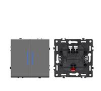 Interrupteur Mural,Interrupteur Va et Vient Module de commutateur à bouton-poussoir avec voyant lumineux, pièces charge téléphone, lampe murale, combinaison en plastique(2Gang 1Way Module)