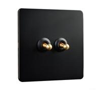 Interrupteur mural ReachMall, pour panneau mural en acier inoxydable pour interrupteur à bascule, prise noire vintage pour hôtel et maison d'hôtes (2 voies)