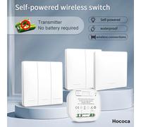 Interrupteur mural sans fil RF433, sans batterie, câblage gratuit, panneau d'énergie cinétique auto-générant, interrupteurs d'éclairage étanches white 3gang 2v3