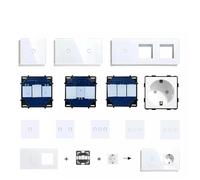 Interrupteur mural tactile 1/2/3 voies, 1/2, variateur, pièces, cadres de panneau en verre, prises murales, bricolage, blanc(EU USB Socket)