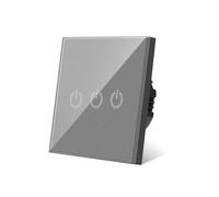 Interrupteur mural tactile, interrupteur à capteur de puissance, panneau en verre cristal blanc, avec rétroéclairage LED AC220(Gray 3gang1way)