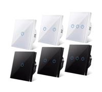 Interrupteur mural tactile, interrupteur à capteur de puissance, panneau en verre cristal blanc, avec rétroéclairage LED AC220(White 1gang1way)