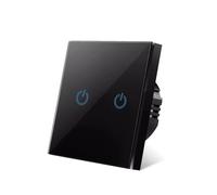 Interrupteur mural tactile, interrupteur à capteur de puissance, panneau en verre cristal blanc, avec rétroéclairage LED AC220(Black 2gang1way)