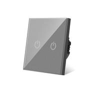 Interrupteur mural tactile, interrupteur à capteur de puissance, panneau en verre cristal blanc, avec rétroéclairage LED AC220(Gray 2gang1way)