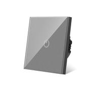 Interrupteur mural tactile, interrupteur à capteur de puissance, panneau en verre cristal blanc, avec rétroéclairage LED AC220(Gray 1gang1way)
