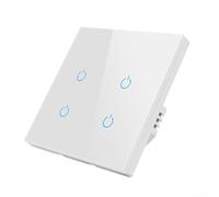 Interrupteur mural tactile sans fil RF433 avec interface rétroéclairée pour un contrôle décentralisé de l'éclairage dans n'importe quelle pièce (Touch 4 Blanc)