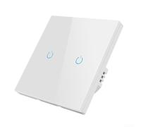 Interrupteur mural tactile sans fil RF433 avec interface rétroéclairée pour un contrôle décentralisé de l'éclairage dans n'importe quelle pièce (Touch 2 Blanc)