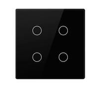 Interrupteur mural tactile standard, 4/6/8 interrupteurs, commande vocale par Alexa Home(Black 4 gang)