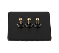 Interrupteur mural type 86 avec plaque en acier inoxydable et levier en laiton, interrupteur à bascule 1 voie 2 voies pour éclairage de salon, bureau, hôtel et industriel, résistant à la chaleur et au