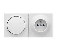 Interrupteur Neo Evo va et vient et prise de courant 2P+T saillie complet blanc