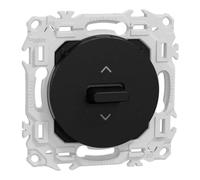 Interrupteur ou poussoir volet roulant - 3 positions à levier - Odace - S940208 - Schneider - Noir onyx