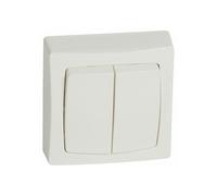 Interrupteur ou va-et-vient double pour pose en surface 1 module Legrand ASL 10A, avec cadre blanc