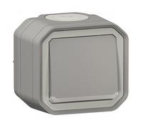 Interrupteur ou va et vient lumineux LEGRAND avec voyant étanche Plexo Gris 10A 250~ IP55 IK08 livré complet pour fixat. saillie