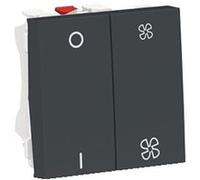Schneider Electric - Unica - commande VMC - ON/OFF + 2 vitesses - 10A - 2 mod - Anthra - méca seul - NU321454