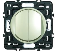 LEGRAND - Interrupteur Poussoir Double Céliane - 6A - Commande d'Eclairage Silencieuse - Prêt à Installer - Fabriqué En France - Titane