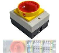 Interrupteur principal, 16 A, 3 pôles, interrupteur rotatif, IP65, interrupteur de réparation avec boîtier de séparation de l'alimentation pour séparer les petits circuits et les interrupteurs de