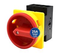 Interrupteur principal Intratec 25A 4 pôles - Sectionneur de charge IP65 pour montage en façade - Interrupteur d’arrêt d’urgence industriel - Commutateur rotatif sécurisé 230V 400V