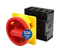 Interrupteur principal Intratec 32A 4 pôles - Sectionneur de charge IP65 pour montage en façade - Interrupteur d’arrêt d’urgence industriel - Commutateur rotatif sécurisé 230V 400V